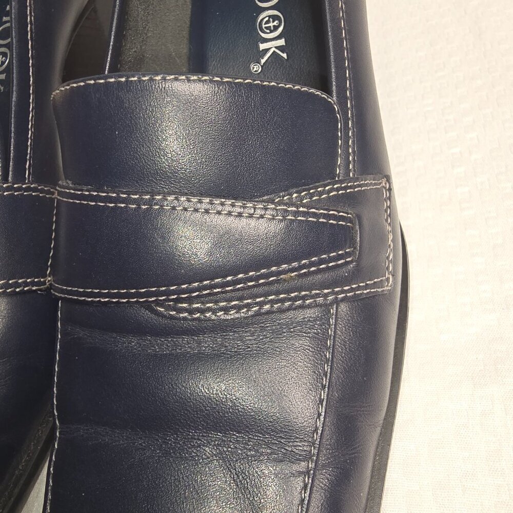 J.G. HOOK BLACK LEATHER SLIP ON HEELED SANDRA SHOE CASUAL SQUARE TOE SIZE 7 - Picture 6 of 8